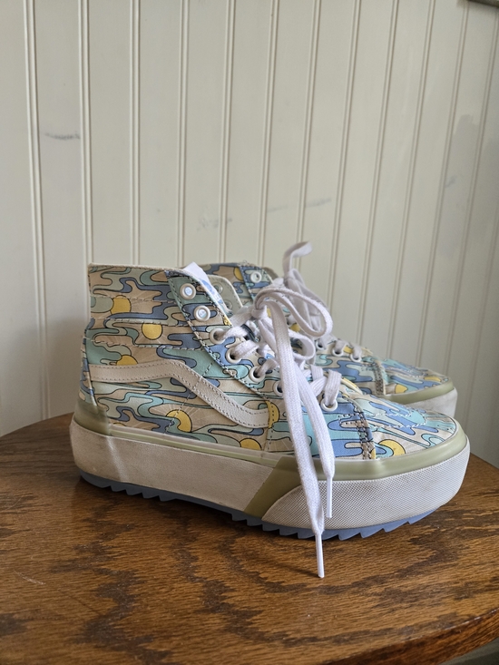 Vans Shoes - Vans High-Top Platform Sneakers in Pastel Blue & Yellow